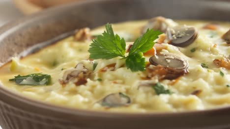 creamy mushroom soup with parsley