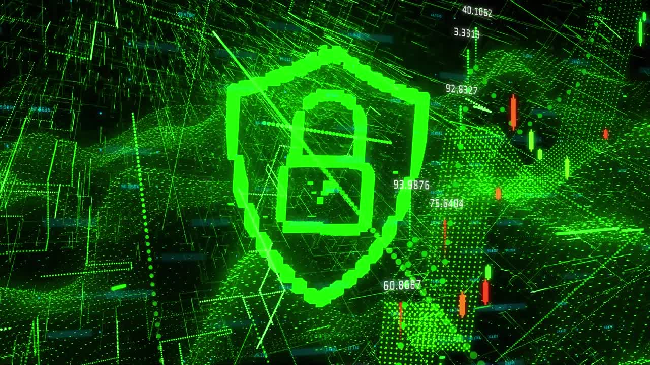 animación del procesamiento de datos sobre el candado de seguridad