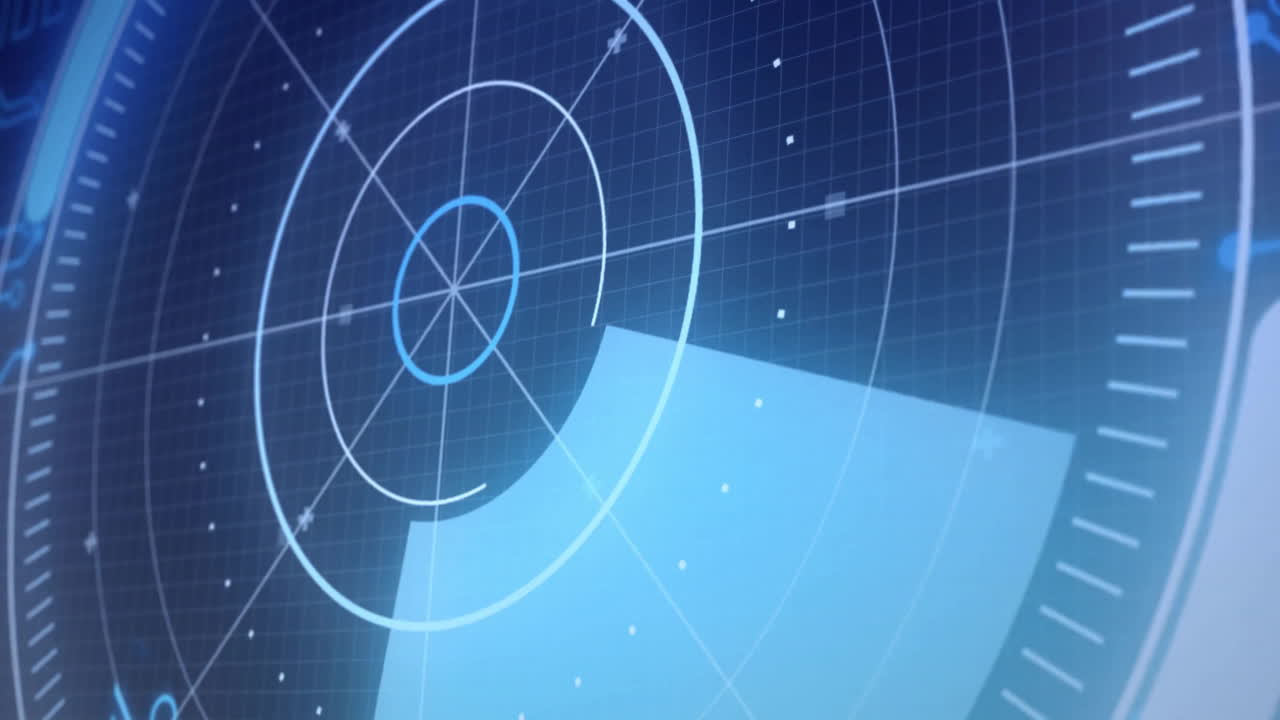 animación de escaneo de alcance y procesamiento de datos digitales sobre fondo negro