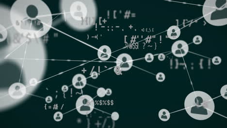 animación de los iconos de perfiles conectados a través de caracteres especiales de la computadora