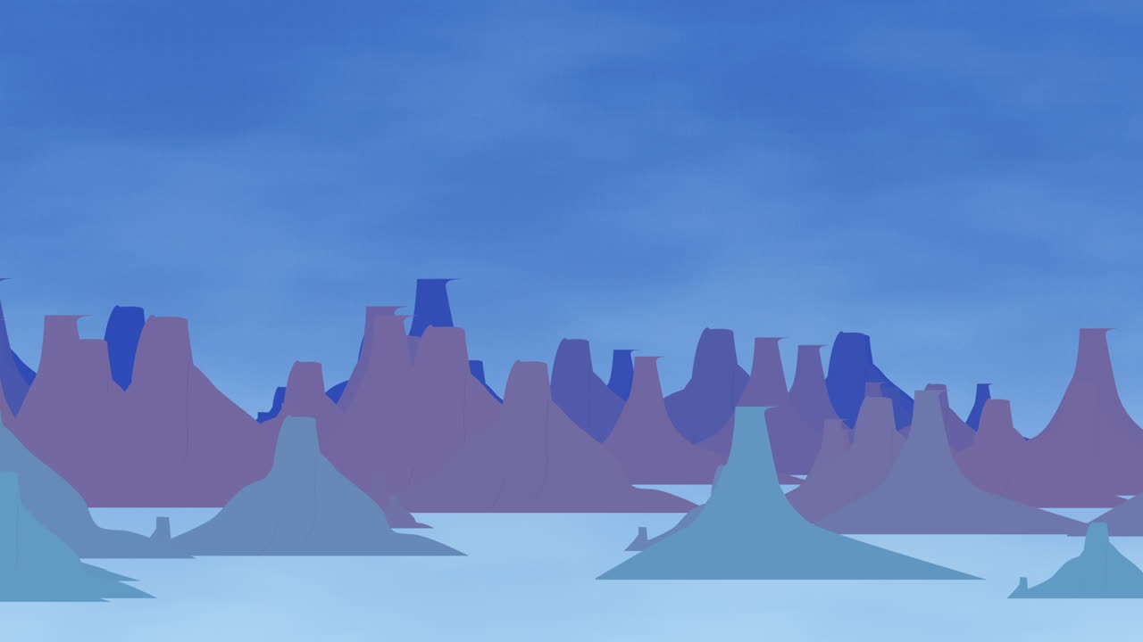 fondo de animación de dibujos animados con montaña y nubes 3