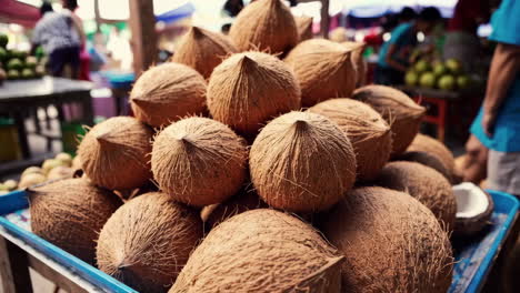 pile of coconuts at a market