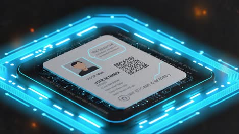 Digital Identity Card Highlighting User Information with QR Code, Blending Technology and Design in a Futuristic Context