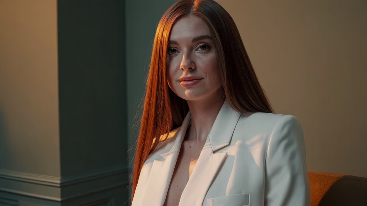 Elegant Woman in White Blazer