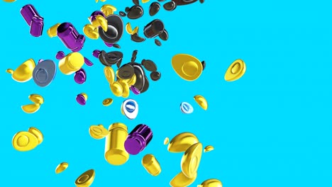 arte 3d creativo mínimo. objetos hipster estilosos animados en espacio abstracto geométrico. combinación de colores de moda, dinámica, movimiento en bucle, video 4k.