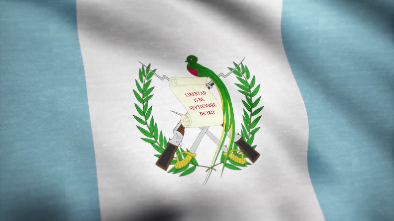 과테말라의 발을 흔들고, 정확한 크기, 파란색 배경, 과테말라는 공식 디자인과 색을 사용하여 렌더링됩니다.