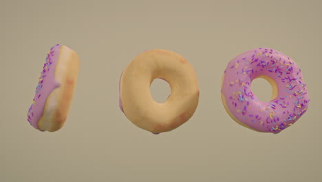 pink glaze donuts on a yellow background