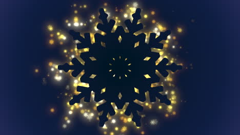 Animated-closeup-gold-snowflakes-and-glitters-on-holiday-background