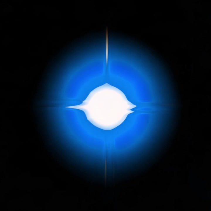 Luz de estrella azul brillante pulsando contra un fondo oscuro.