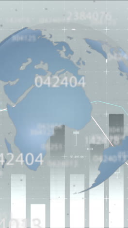 múltiples números cambiantes sobre el giro contra el procesamiento de datos estadísticos en fondo gris
