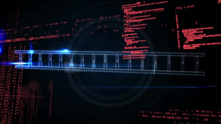 Animation of data processing over dna strand