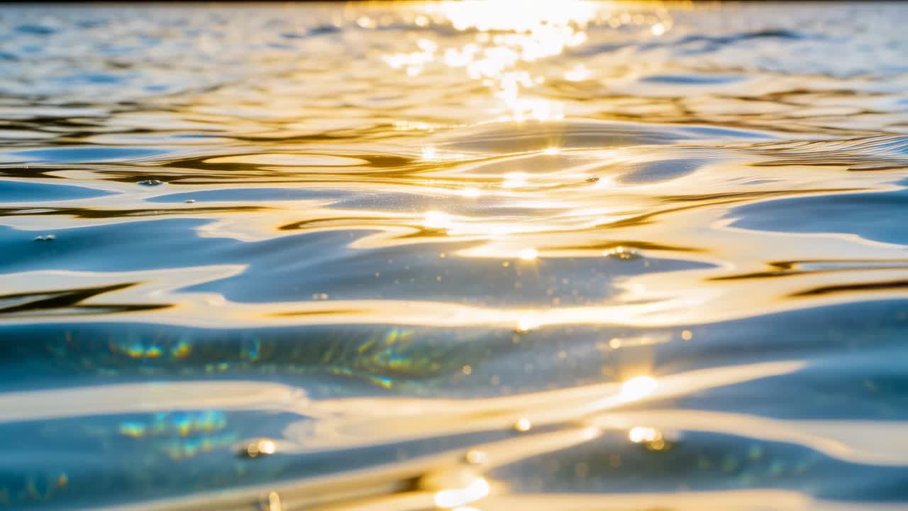 Rippling sea surface from breeze, showing sun glints at water-level at ...