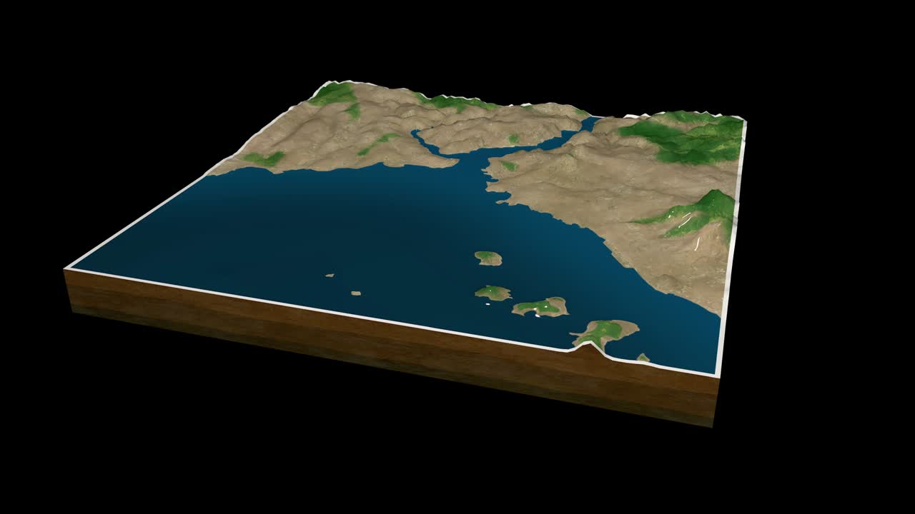 mapa del terreno de estambul en 3d con animación en bucle de 360 grados