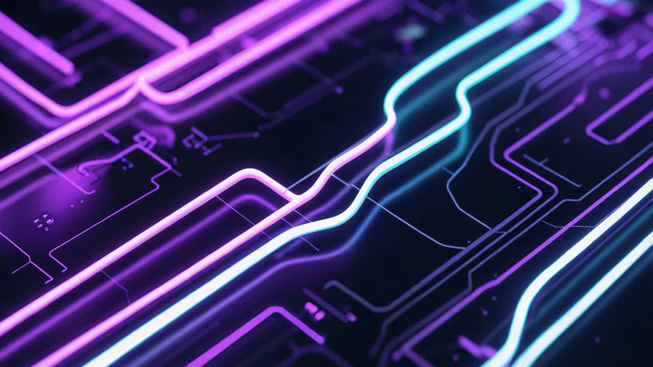 Abstract Neon Circuit Board