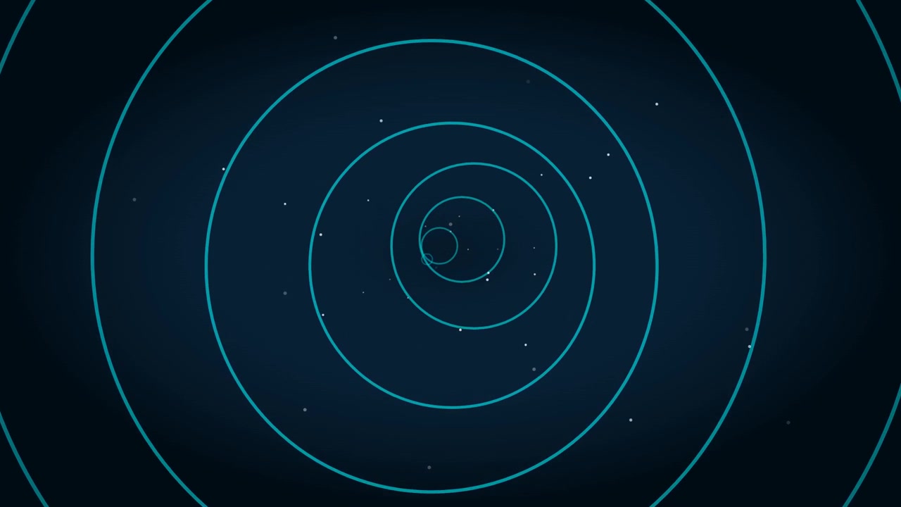 Abstract Motion Background with Concentric Circles and Floating Particles