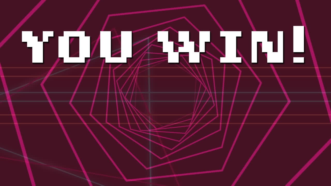 여러분의 애니메이션은 핑크색 모양 위에 텍스트를 이기고 움직입니다.