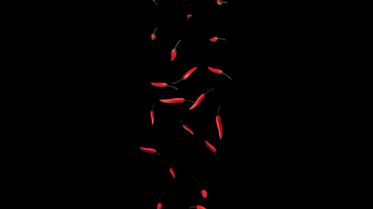 Red Chili Falling Down With Alpha Channel