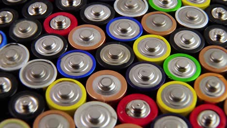 close-up of used aa batteries