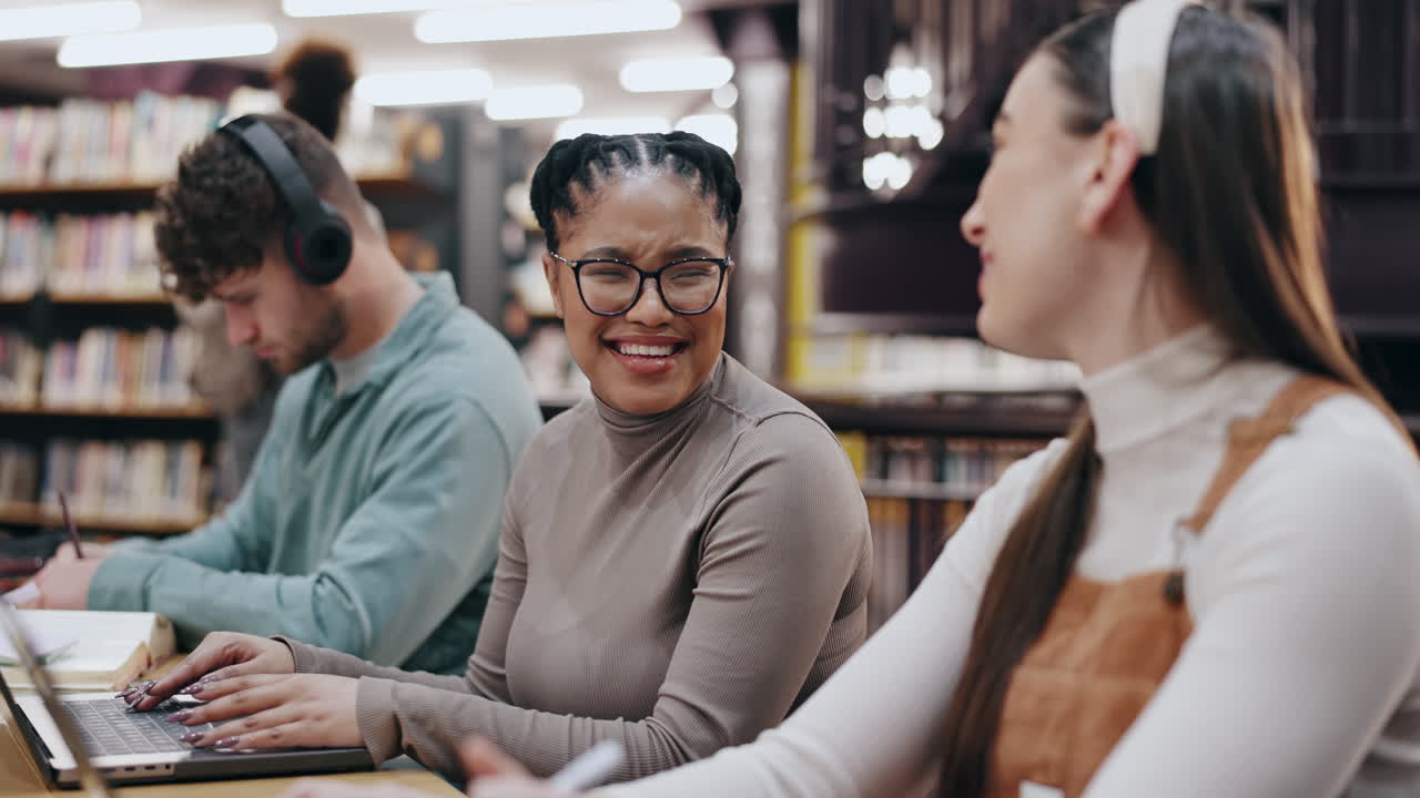 Students Studying in a Library
