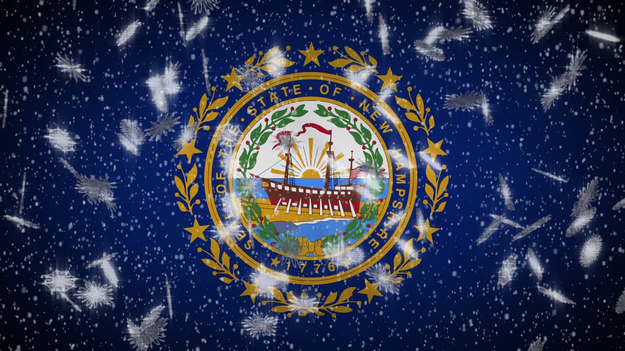 뉴햄프셔 발, 눈이 내리는 새해, 크리스마스 배경, 루프