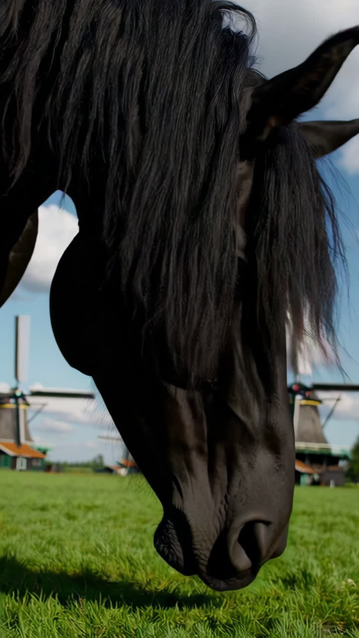 Black Horse in a Dutch Landscape