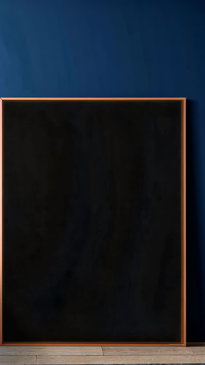 Picture frame leaning against wall live mockup, animated overlay, transparent 4K video, alpha