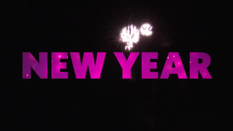 Animation-of-new-year-text-and-fireworks-on-black-background