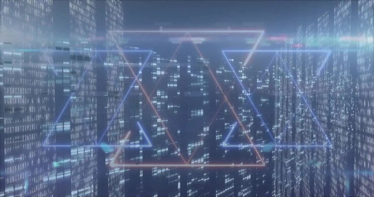 Animation af databehandling over glødende computerkredsløbskort