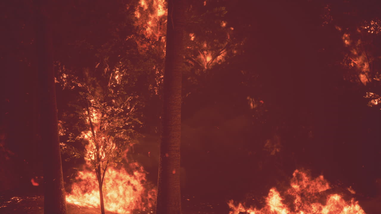 거대한 산불로 인한 격렬한 불꽃