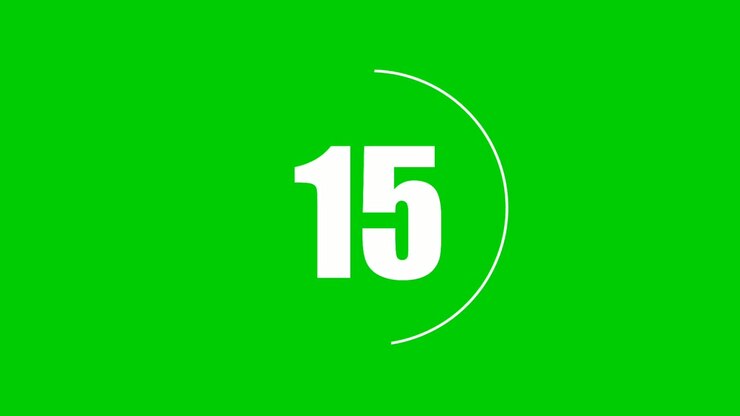 Flat cartoon countdown number twenty to zero animation on green screen background