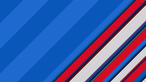 animation of red and white stripes moving against blue striped background with copy space