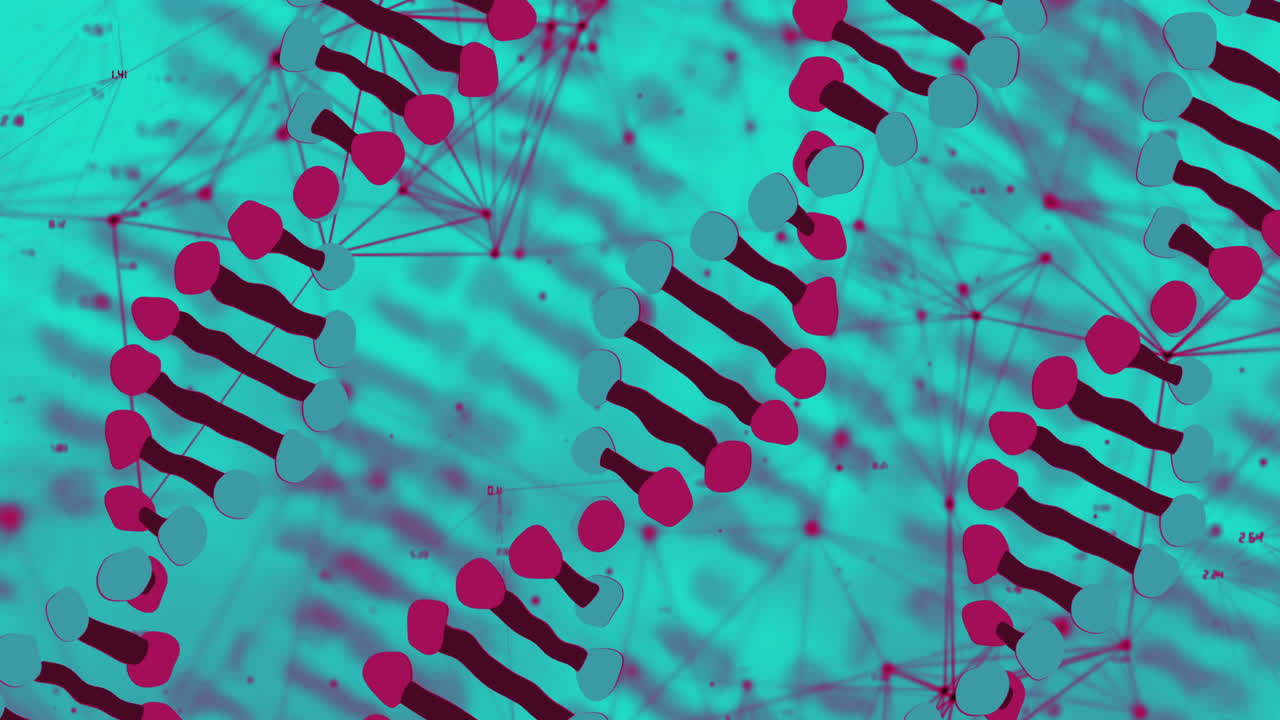 animación de la macro de rojo 3d de la cadena de adn girando