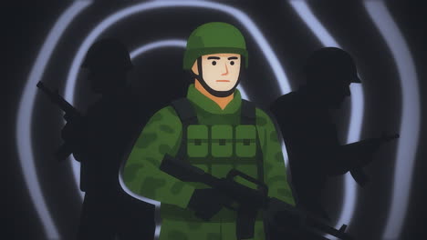 soldier in camouflage uniform with rifles