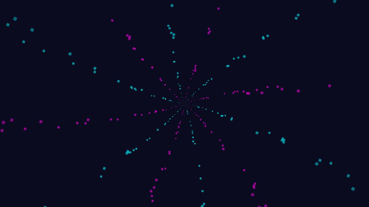 Abstract Motion Background with Rotating Teal and Purple Particles
