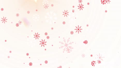 digital animation of red snowflakes icons falling against white background