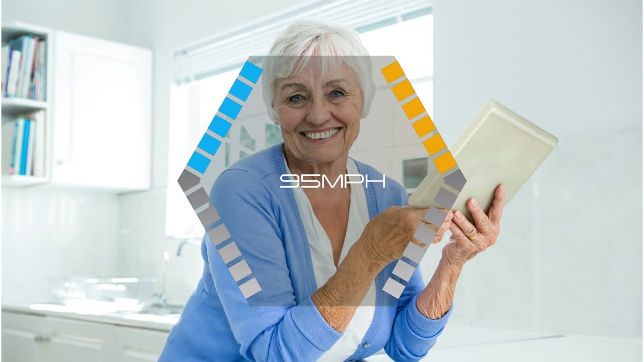 animación del icono de velocidad de internet sobre mujeres mayores que usan tableta