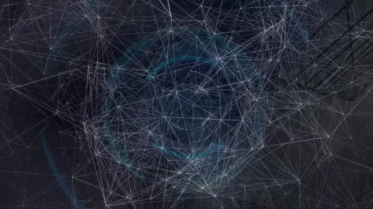 Animation of network of connections over dark background