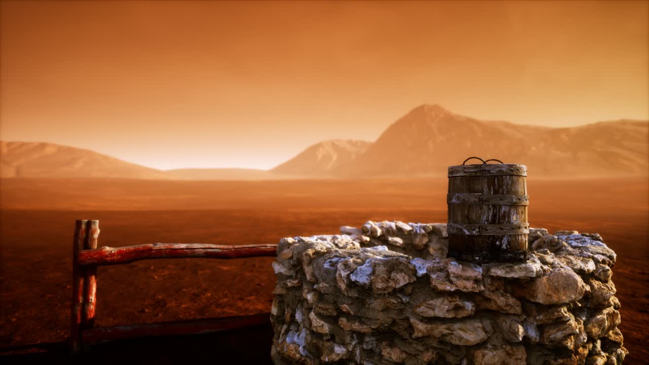 사막 의  ⁇ 은 돌 물 우물