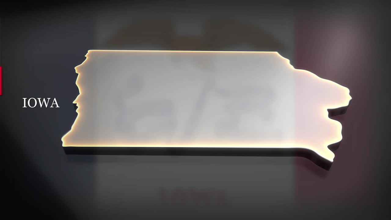 아이오와 주 3d 애니메이션 지도