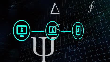 Animation-Von-Mathematischen-Symbolen,-Formeln-Und-Gleichungen-über-Digitale-Mediennetzwerke