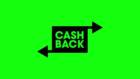 black cashback icon arrows pay money refund green screen animation chroma key