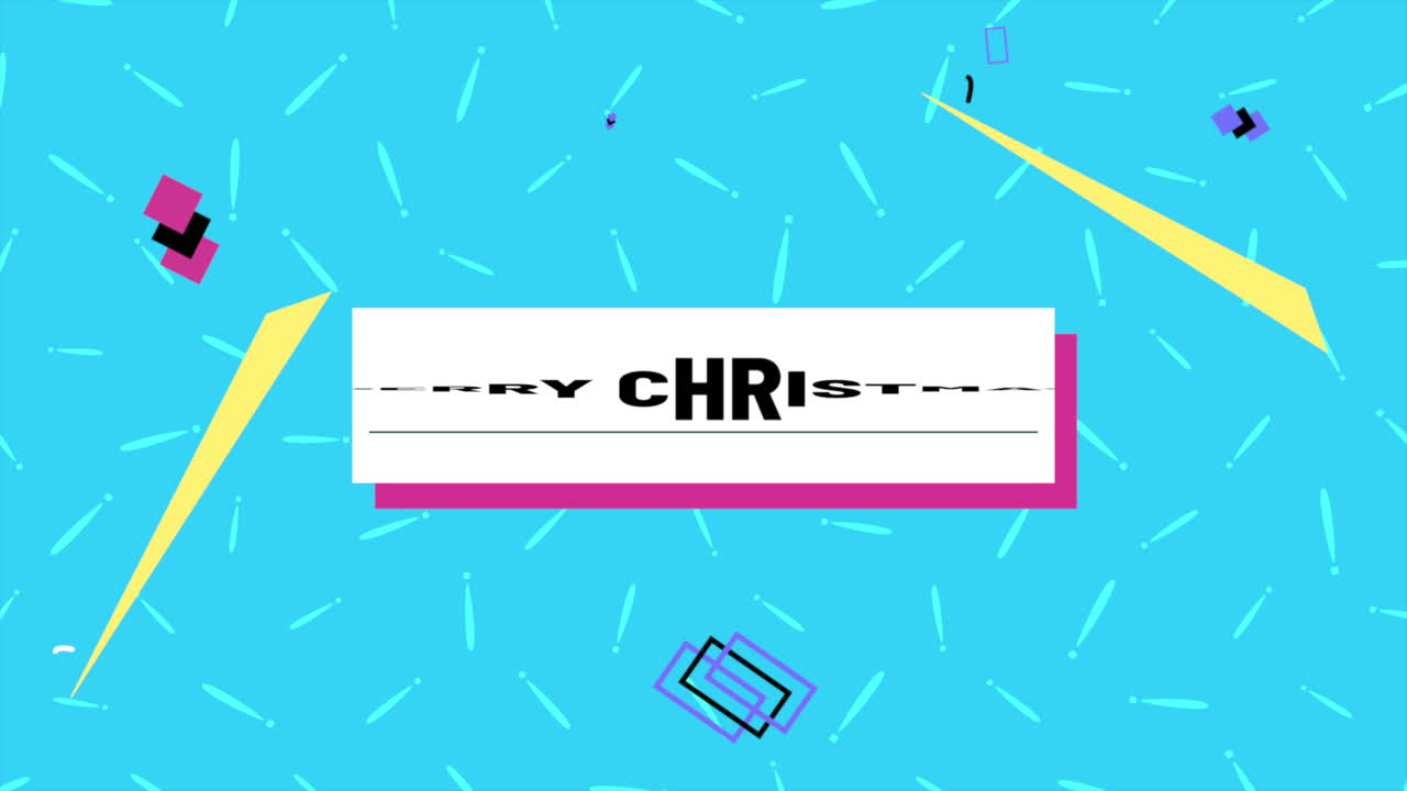 Merry Christmas with Memphis abstract geometric shapes