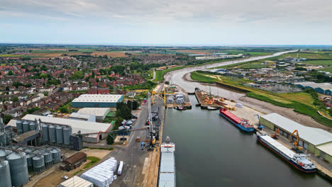 breathtaking aerial drone footage displays boston, lincolnshire: port, ships, saint botolph church , saint botolph’s bridge