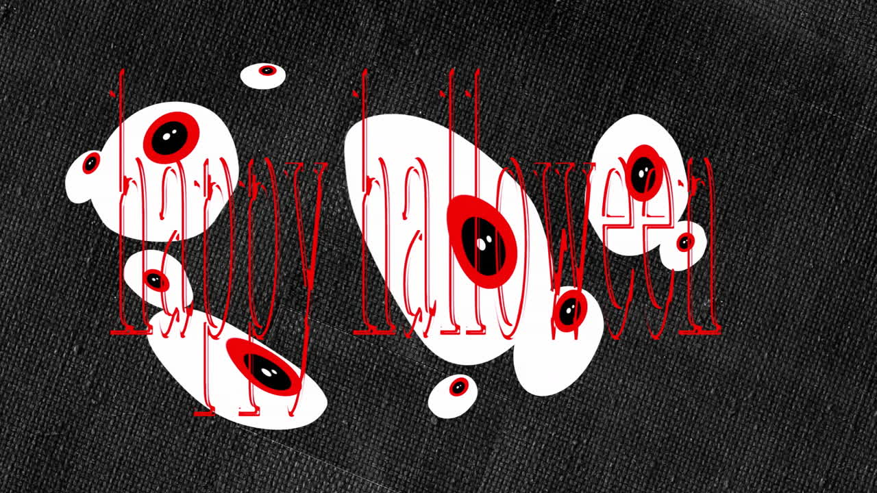 Halloween animation with red spooky eyes on dark textured background