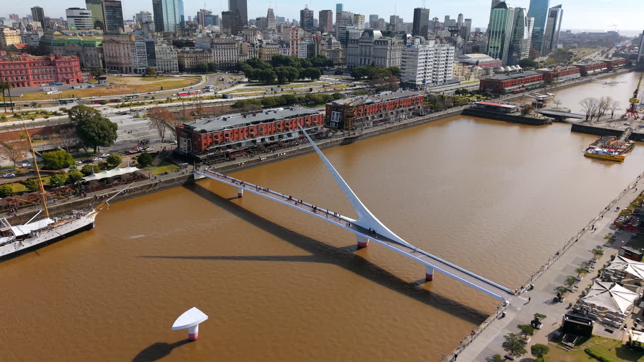Aerial View of Puente de la Mujer in Buenos Aires