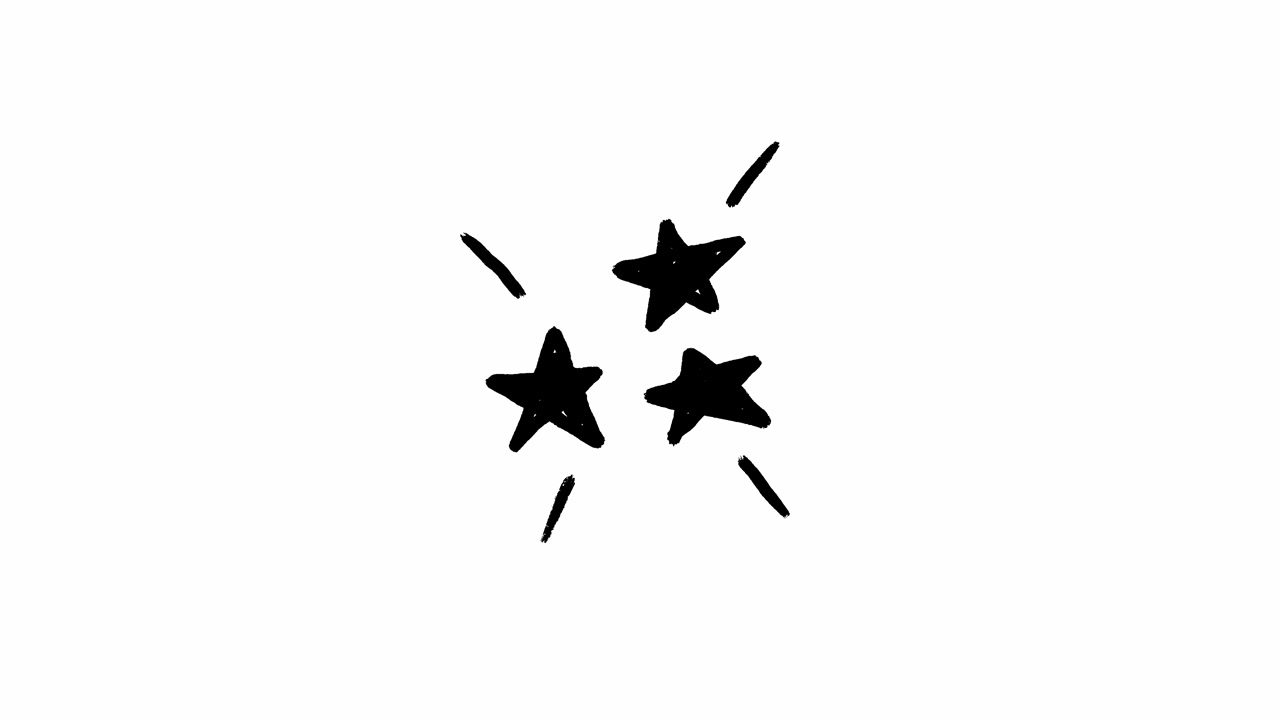 Hand Drawn Twinkling Stars Animation on White Background