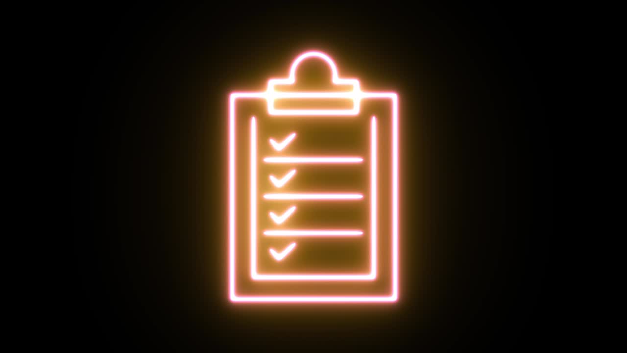 Neon light icon animation. 4K UHD black background.