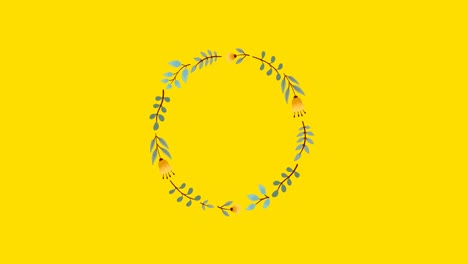 animation of flowers spinning in hypnotic motion on yellow background