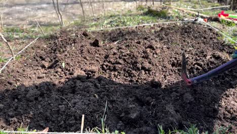 Una-Pareja-Prepara-El-Jardín-De-Tierra-Para-Cultivar-Vegetales-De-Flores-Y-Plantar-Flores-En-El-área-Rural-En-Un-Pueblo-En-El-Bosque-En-Gilan-Pickaxe-Pala-Equipo-De-Agricultura-Para-Cavar-Un-Hoyo-Sembrando-La-Flora