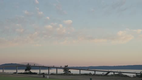 sunset with clouds at large park